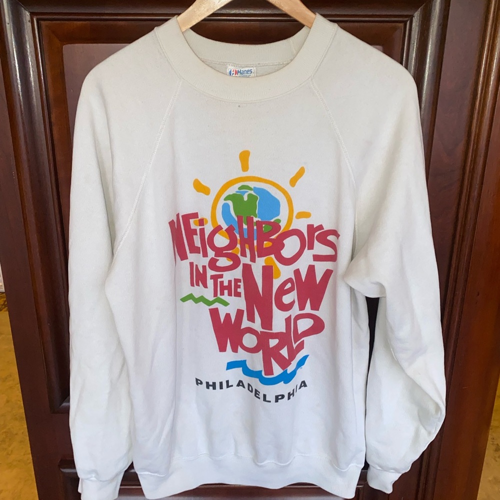 Vintage 90’s Neighbors in the new world Philadelphia PA crewneck made in U.S.A.